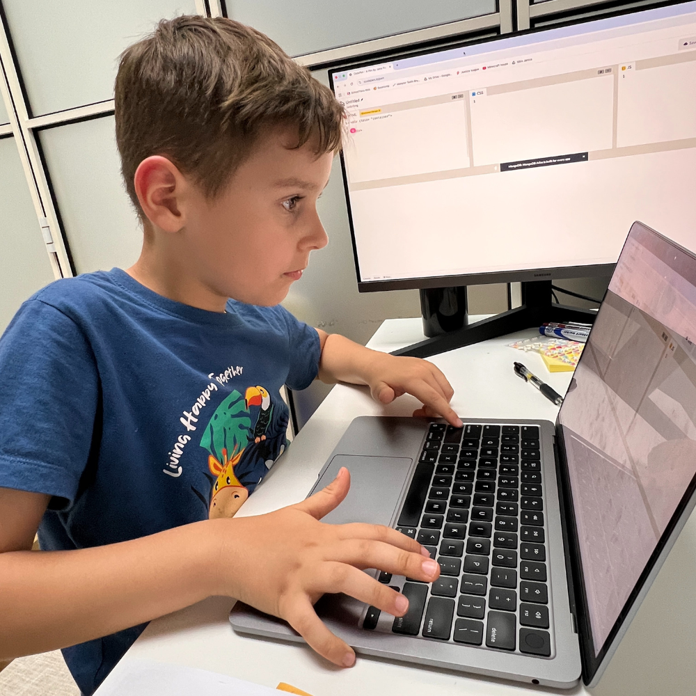 Boy using codepen