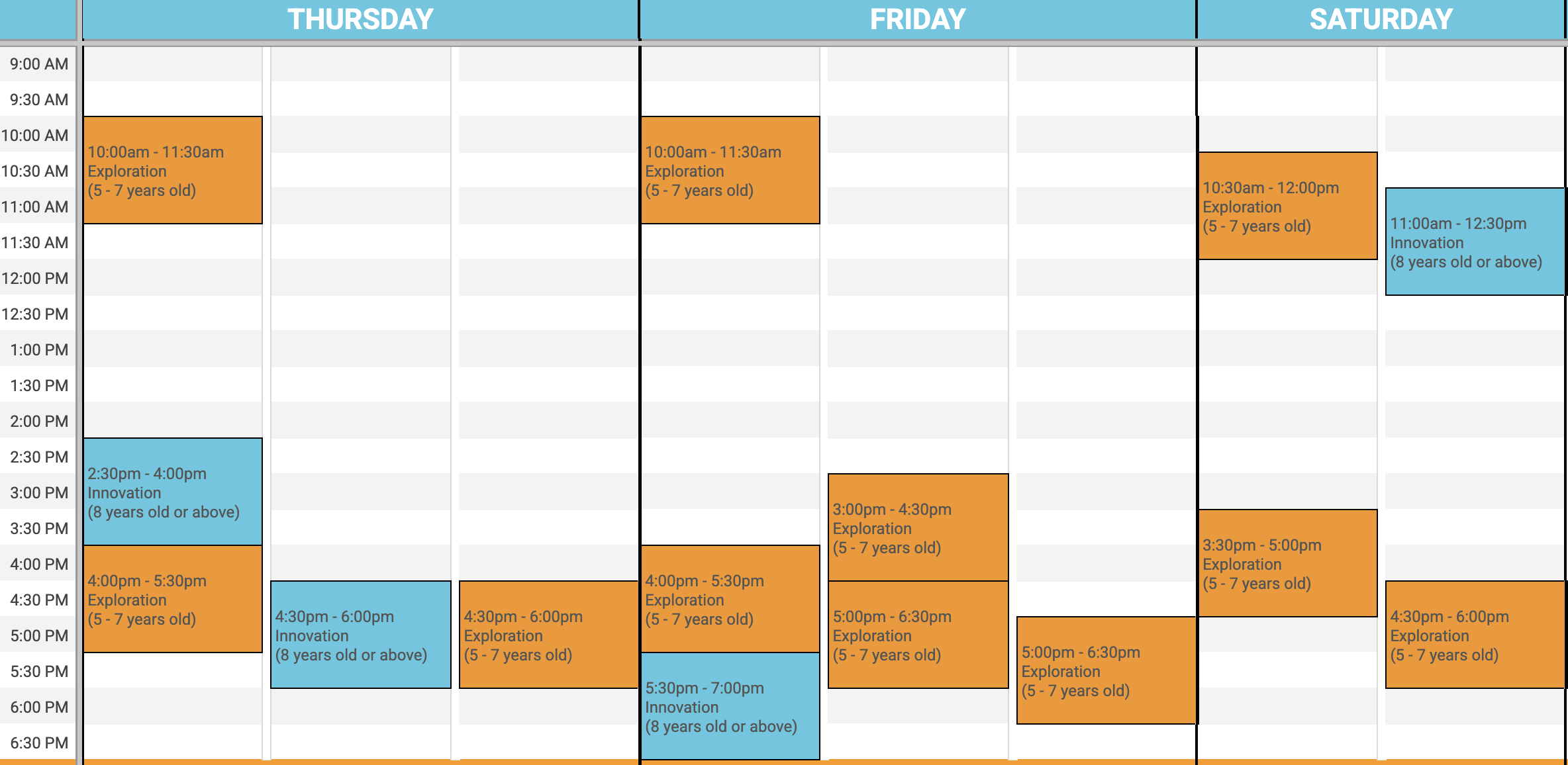 Encode Weekly Schedule - Thu to Sat